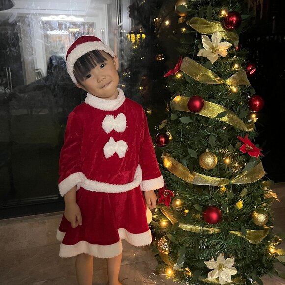 Children's Christmas Santa Claus Costume Set for Girls, Red - Picture 4 of 8